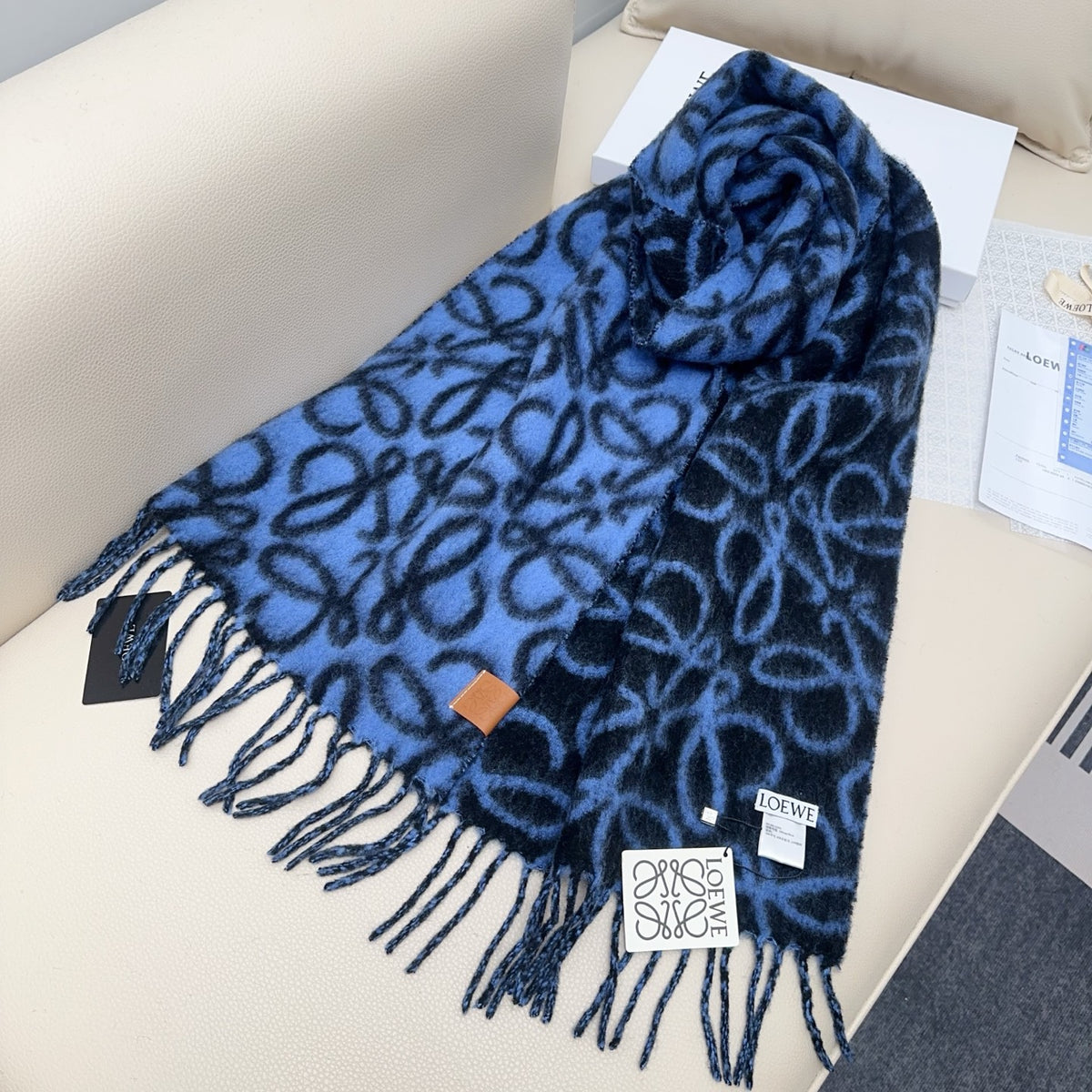 genuine leather tassel Scarf for women - alternate angle view 8
