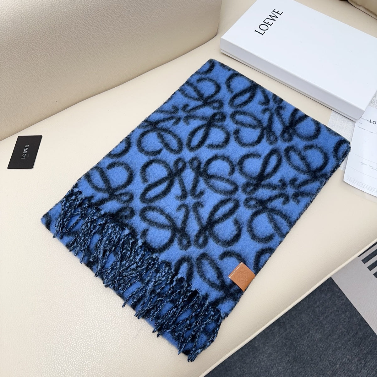 genuine leather tassel Scarf for women - alternate angle view 2