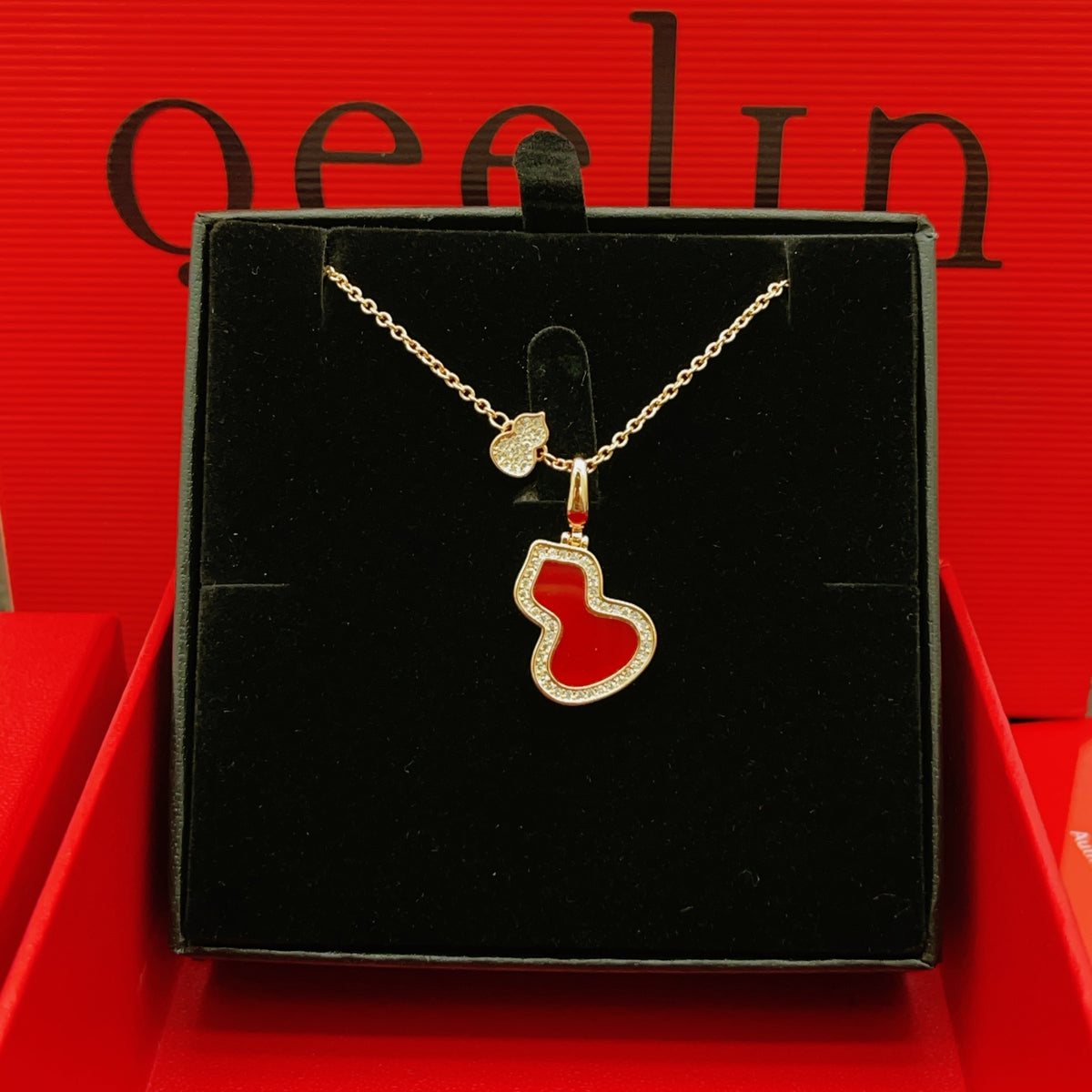 rose gold brass rose Necklace for women - alternate angle view 8