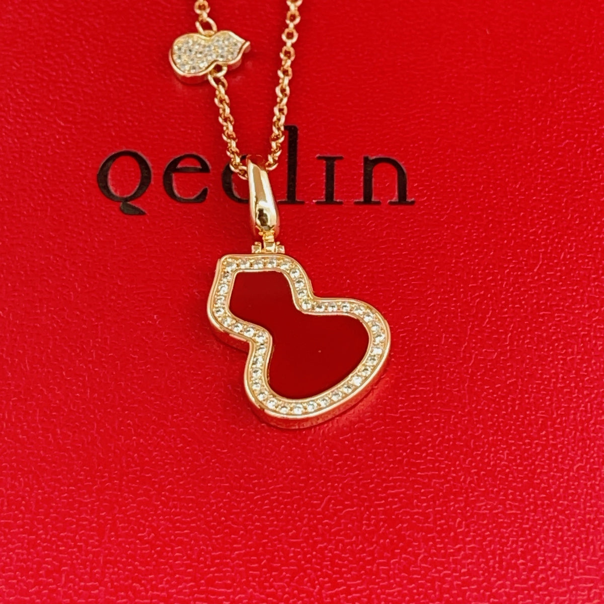 rose gold brass rose Necklace for women - alternate angle view 4
