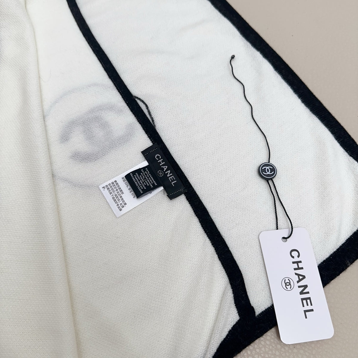 black and white velvet double c Scarf for women - alternate angle view 6