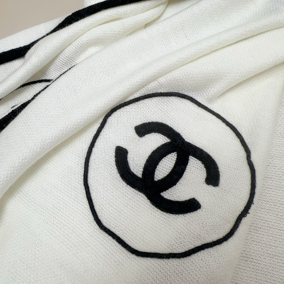 black and white velvet double c Scarf for women - alternate angle view 7