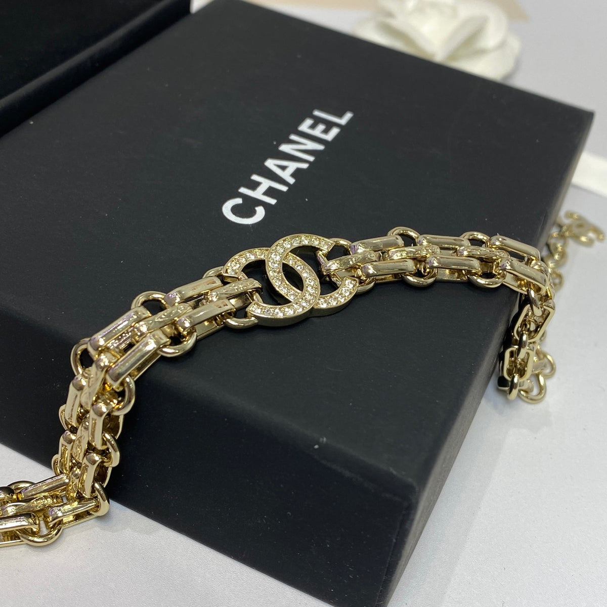 gold double c Bracelet for women - alternate angle view 3
