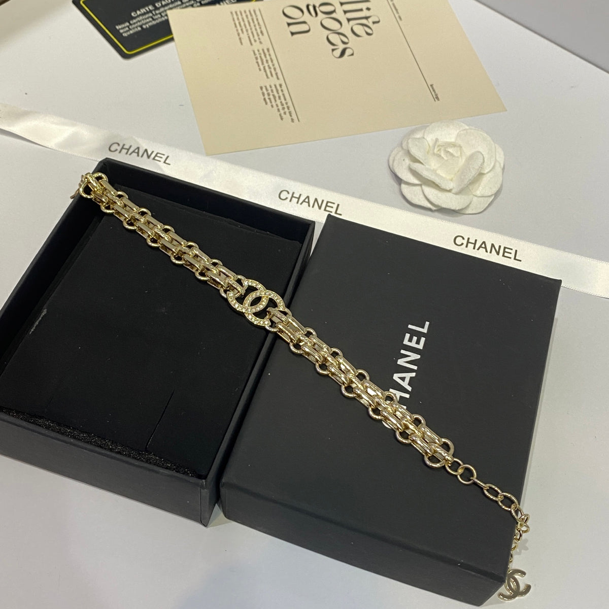 gold double c Bracelet for women - alternate angle view 2