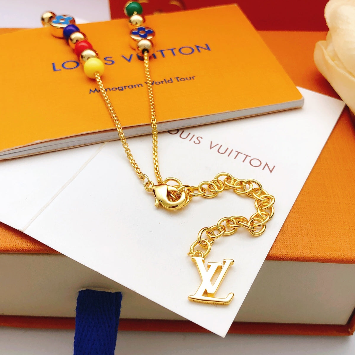 yellow brass Necklace for women - alternate angle view 2