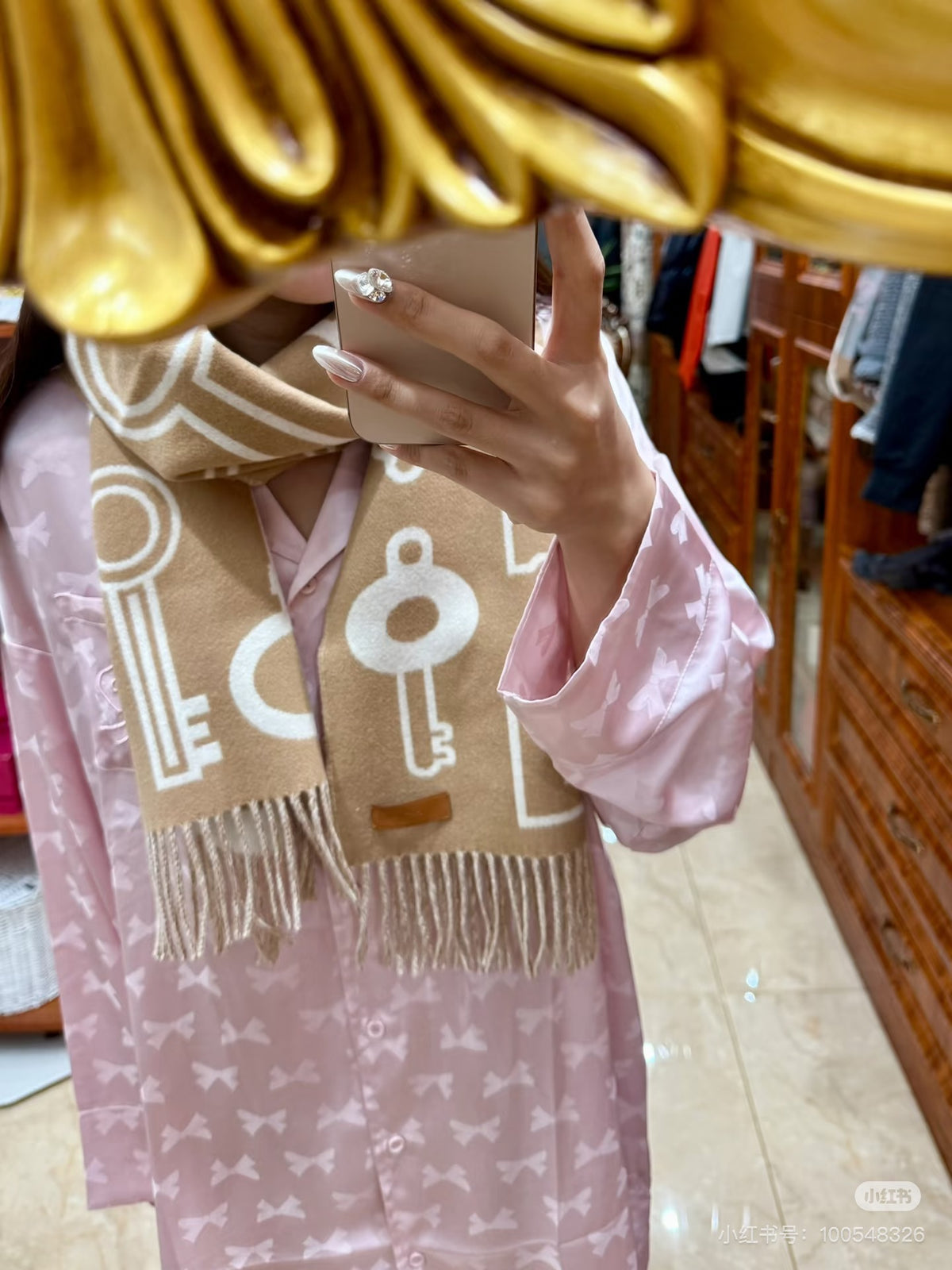 velvet key Scarf for women - alternate angle view 2