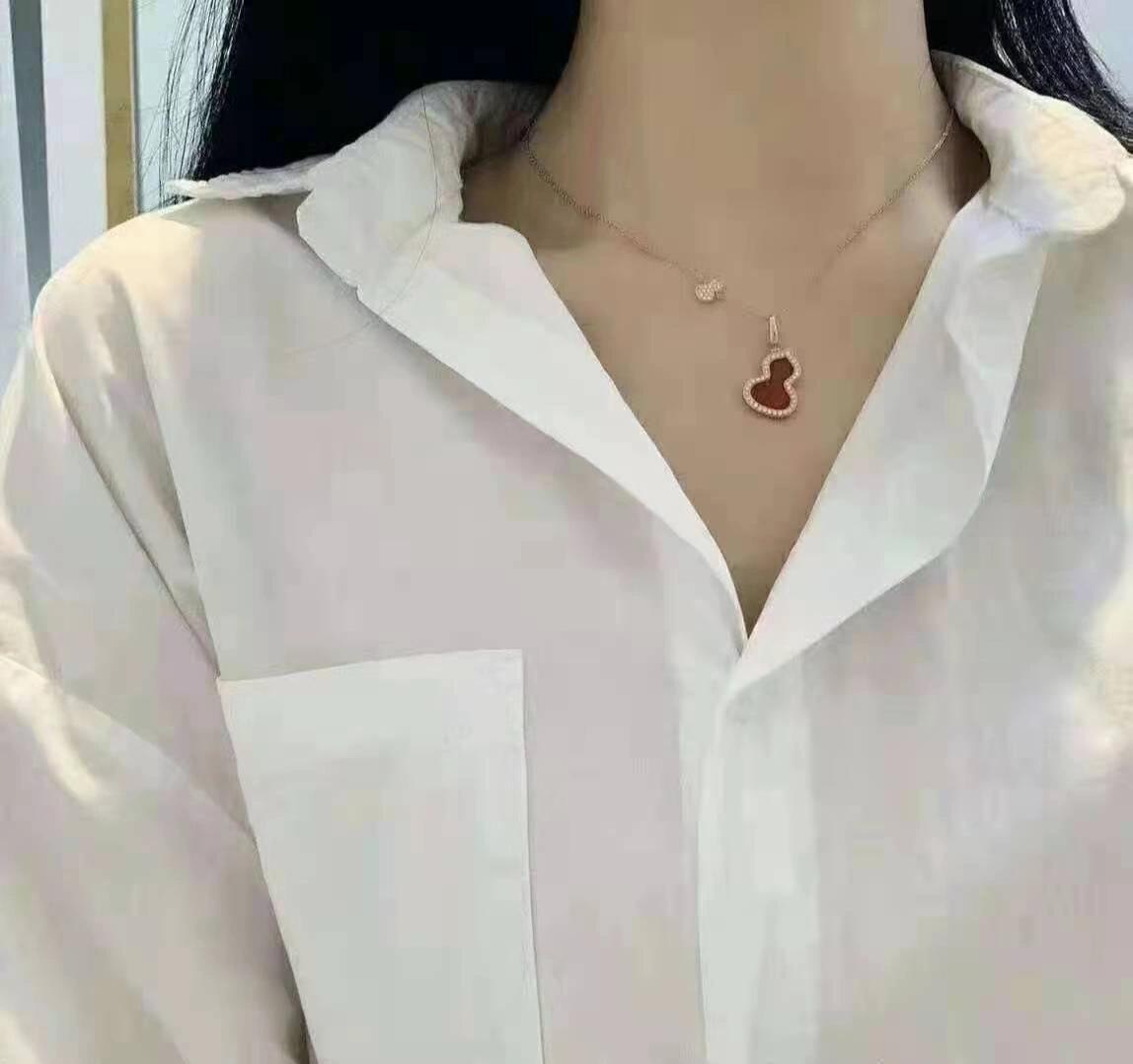 rose gold brass rose Necklace for women - alternate angle view 7