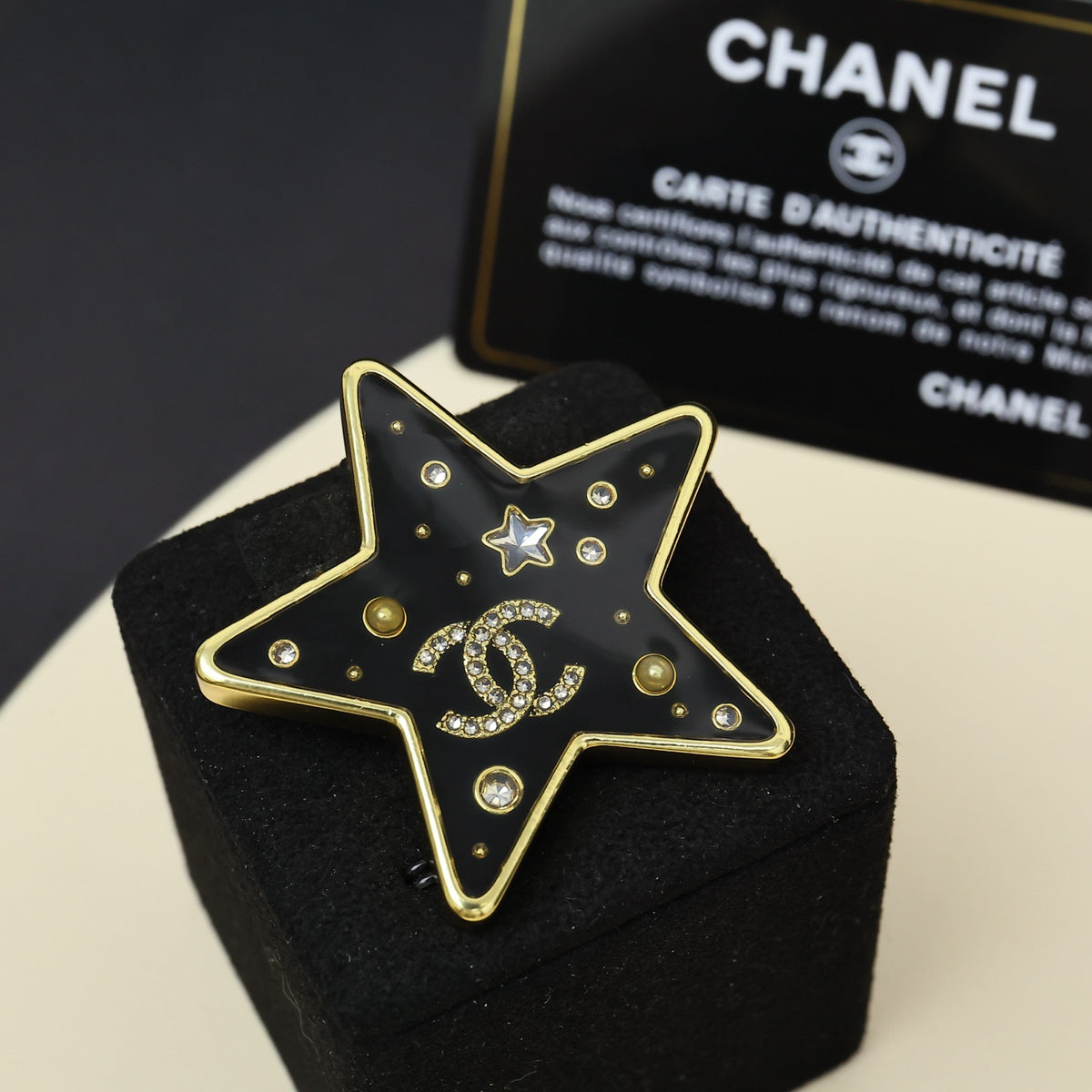 black crystal double c Brooch for women - alternate angle view 2