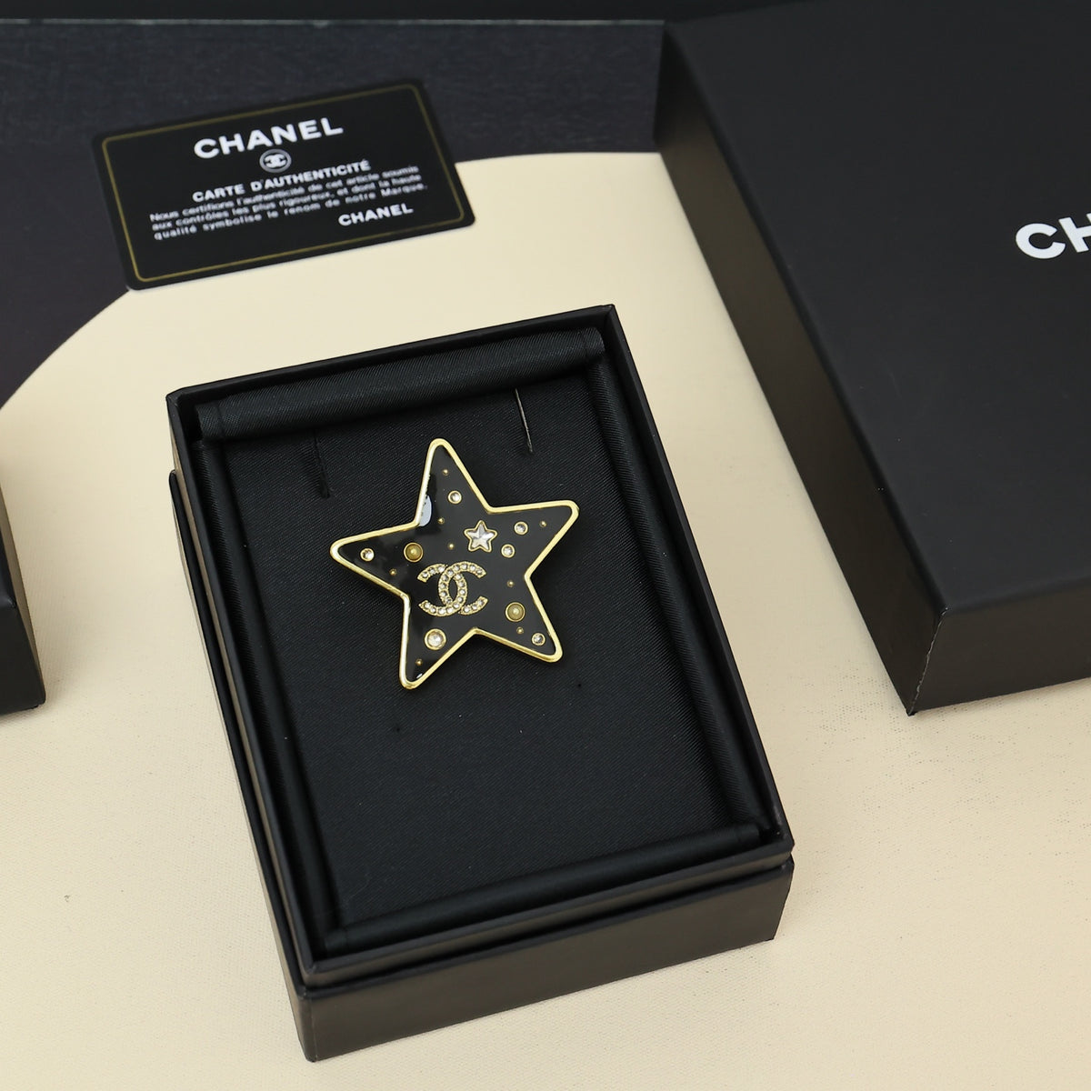 black crystal double c Brooch for women - alternate angle view 5