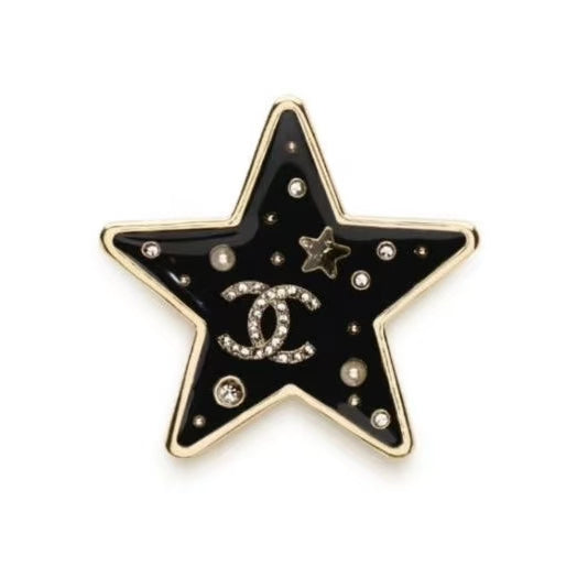 black crystal double c Brooch for women - product detail view