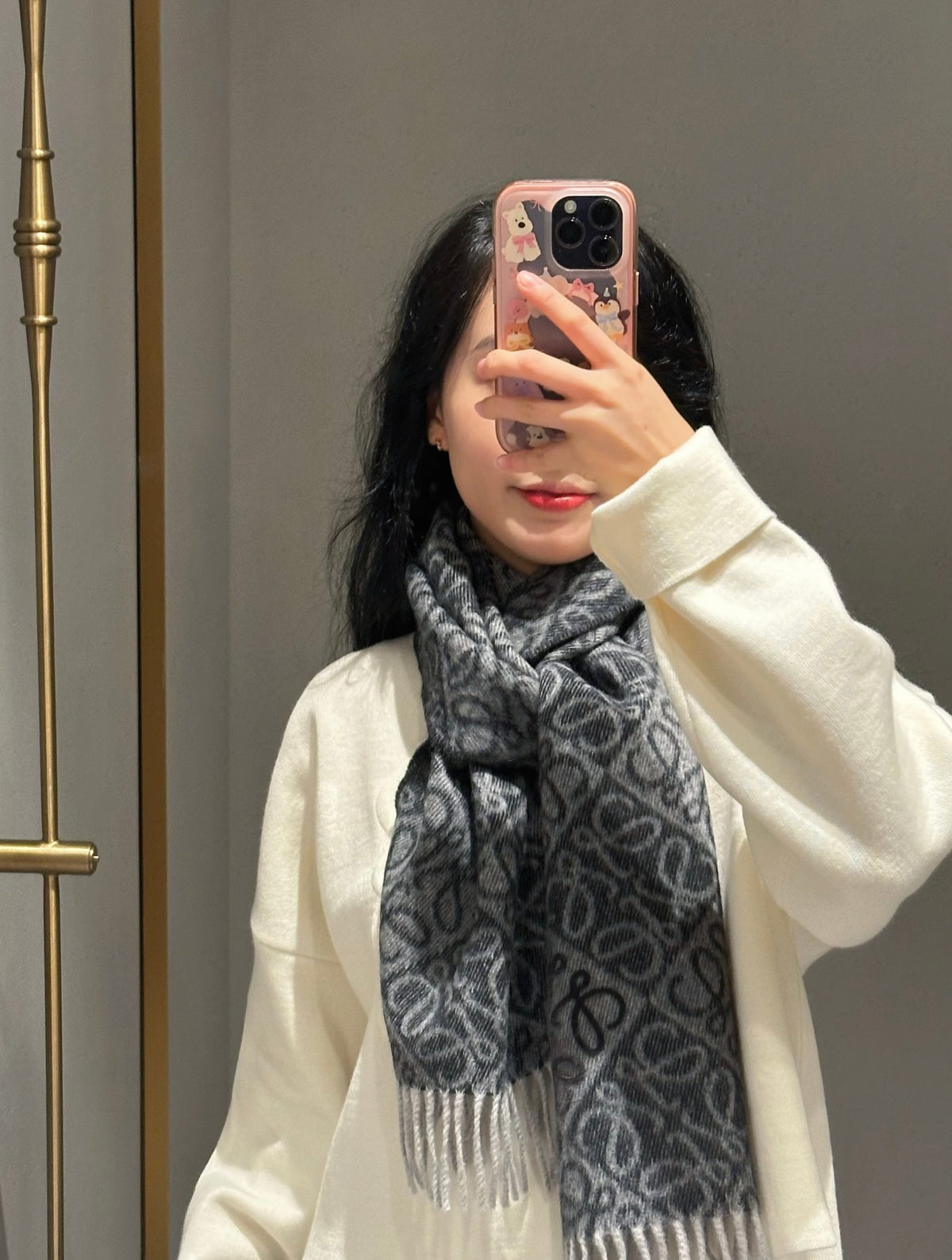 two-tone velvet floral Scarf for women - product detail view