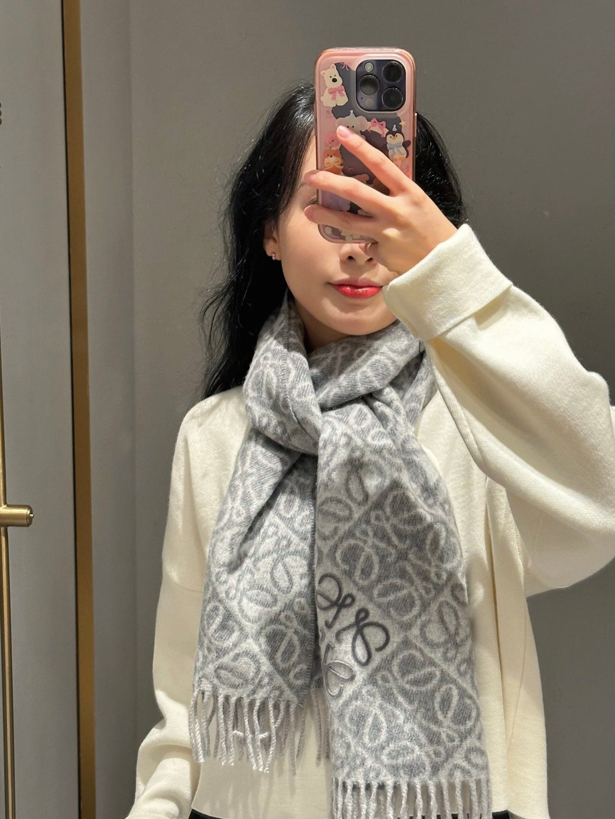 two-tone velvet floral Scarf for women - product detail view