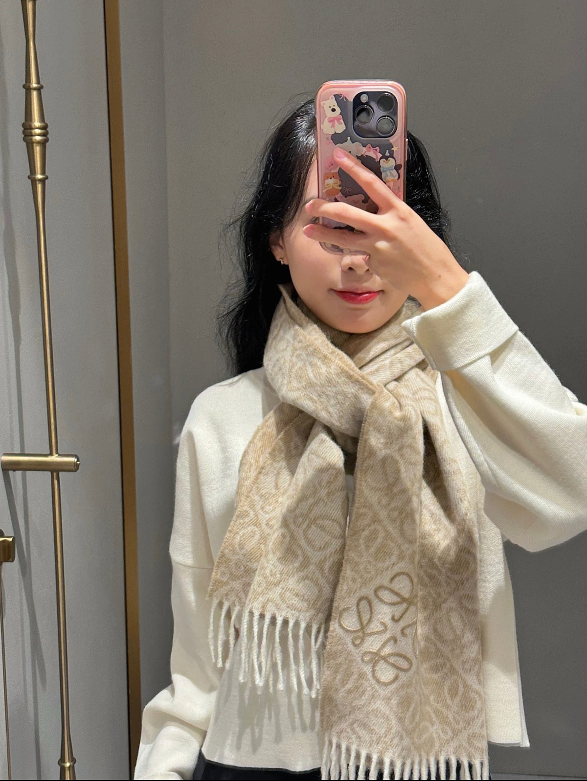 two-tone velvet floral Scarf for women - product detail view
