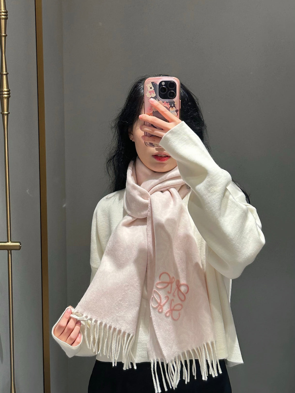 two-tone velvet floral Scarf for women - product detail view
