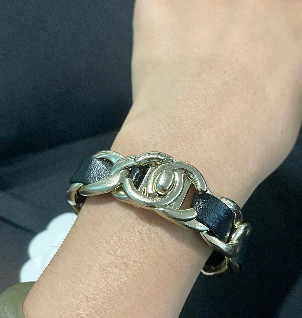 gold leather double c Bangle for women - alternate angle view 2