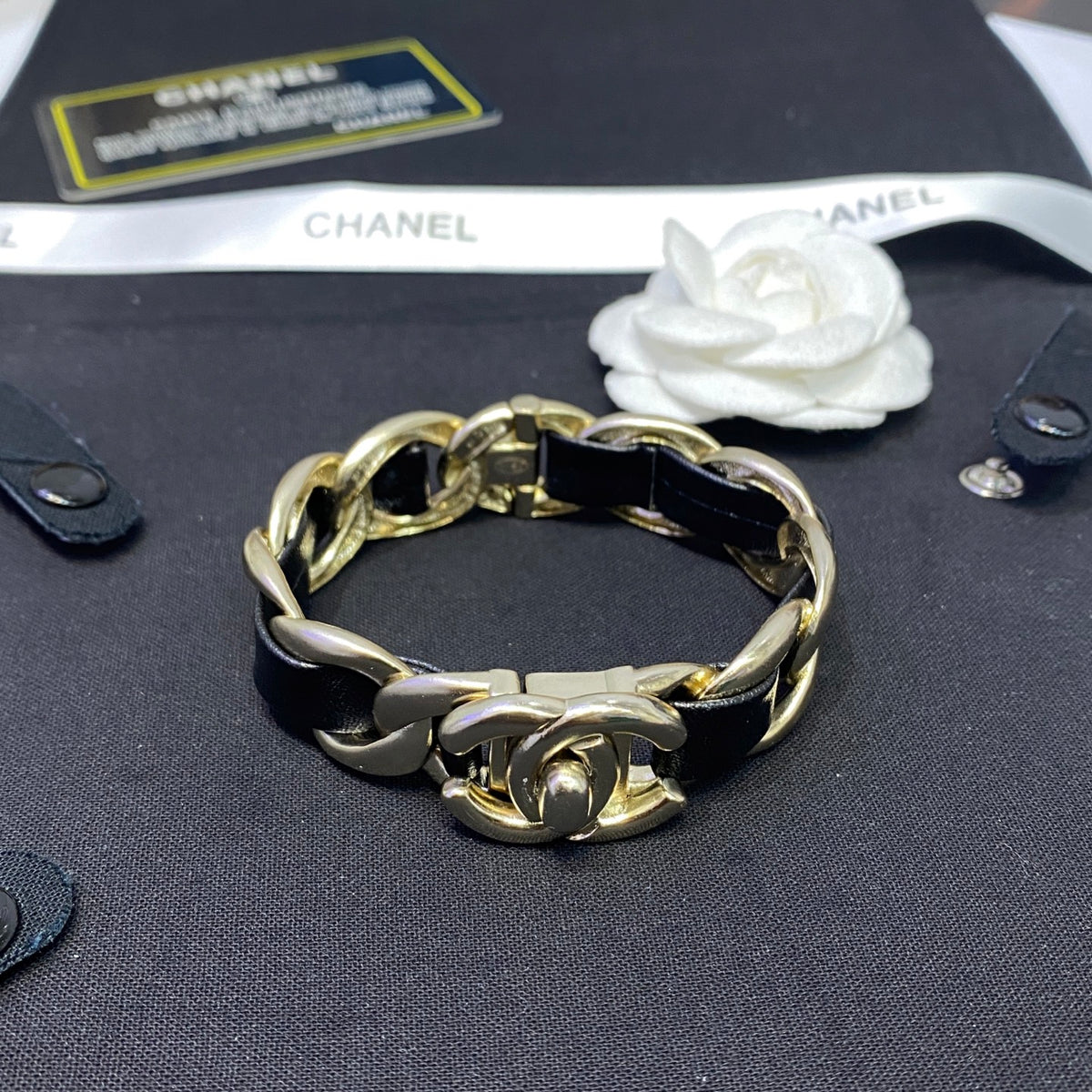 gold leather double c Bangle for women - alternate angle view 3
