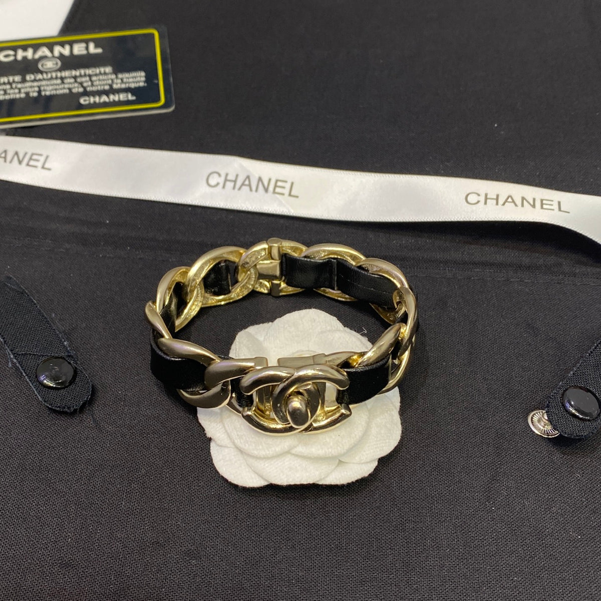 gold leather double c Bangle for women - product detail view