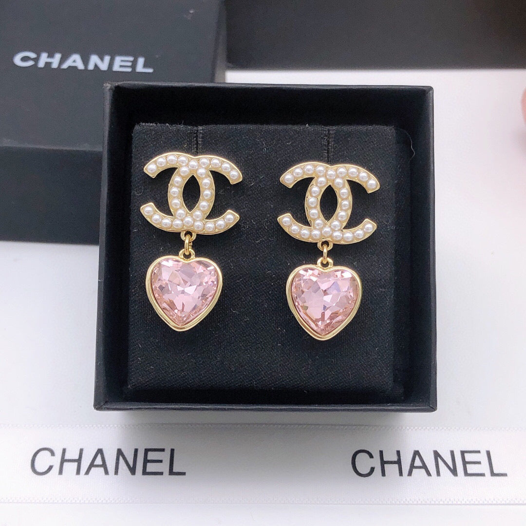 pink heart Drop Earrings for women - alternate angle view 3