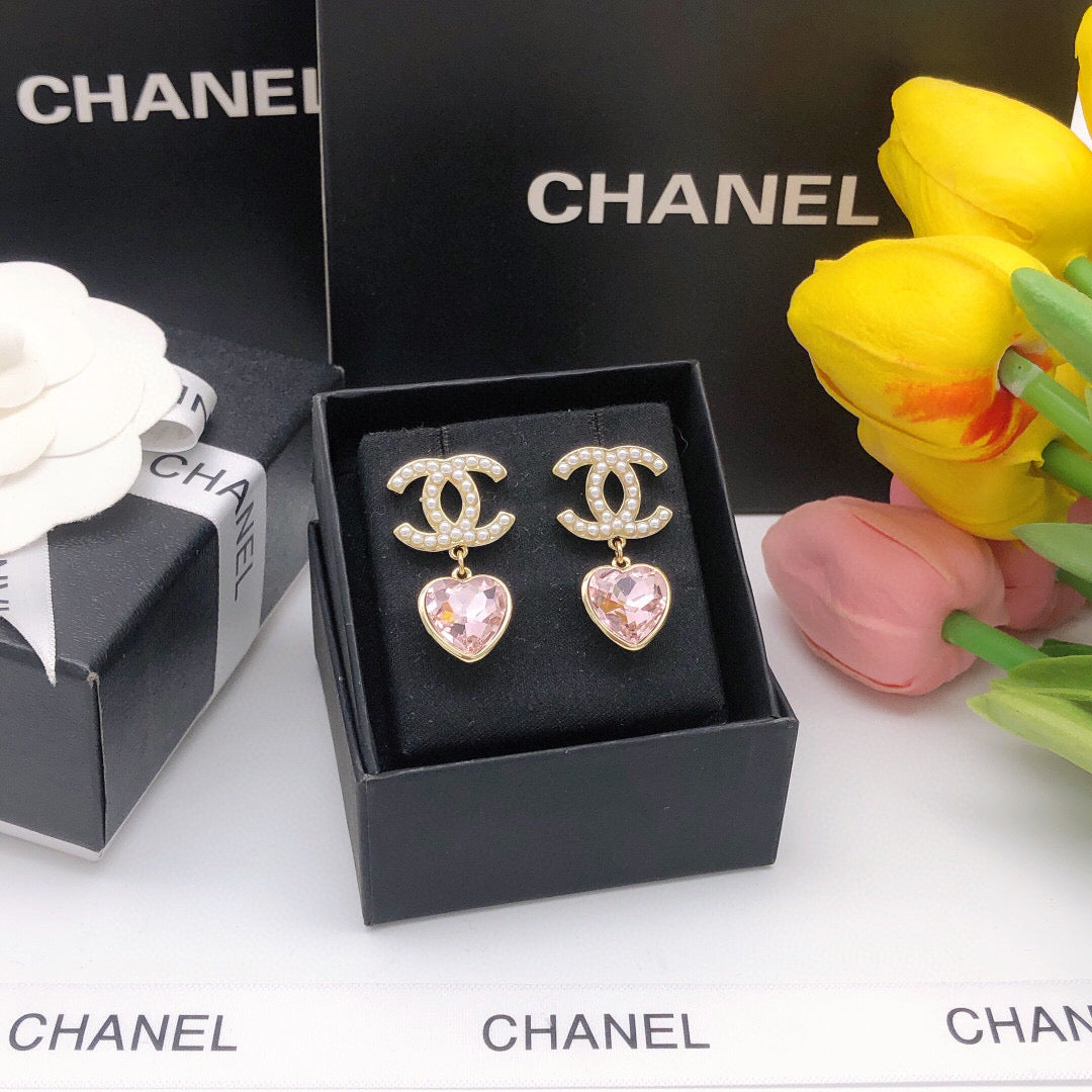 pink heart Drop Earrings for women - alternate angle view 4