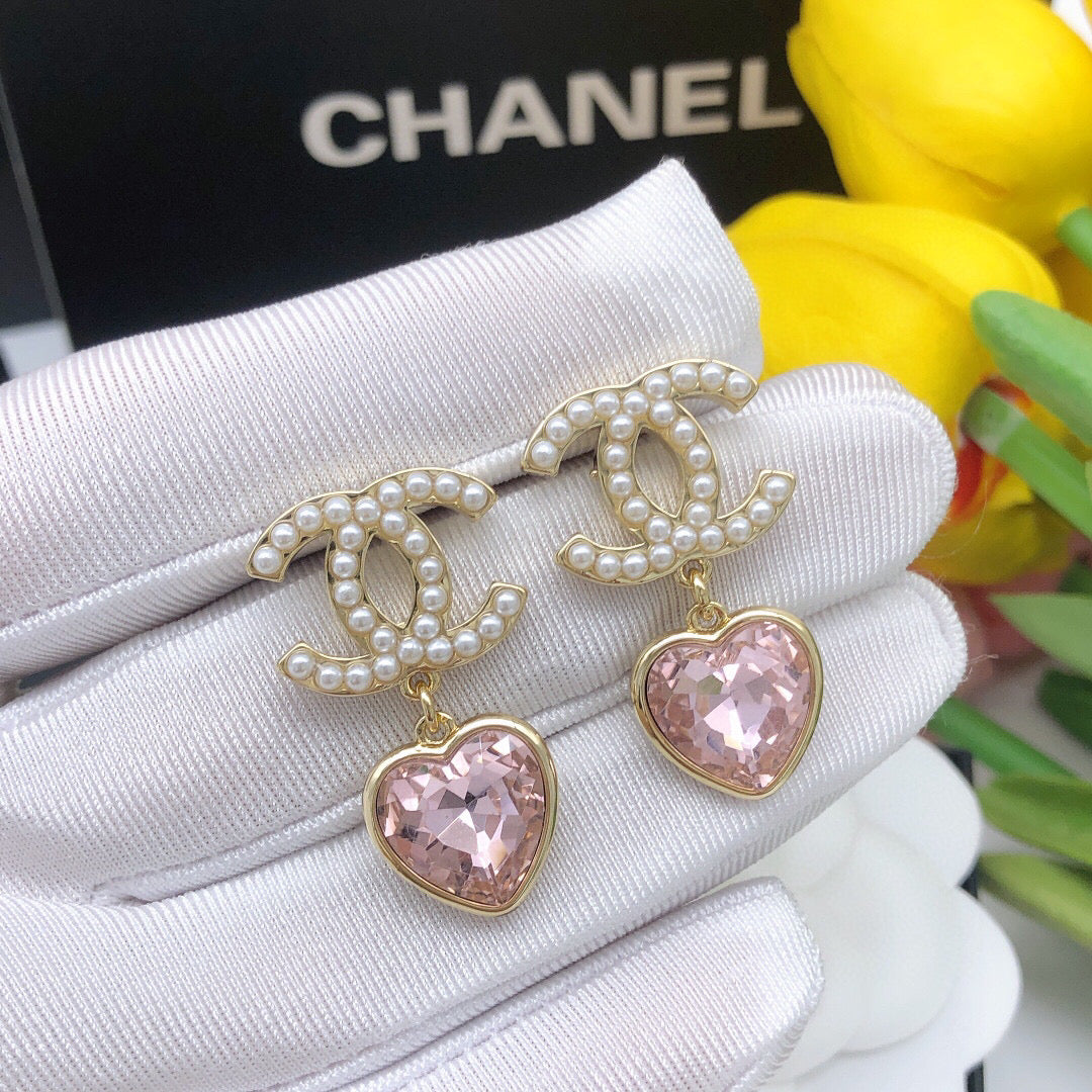 pink heart Drop Earrings for women - alternate angle view 5