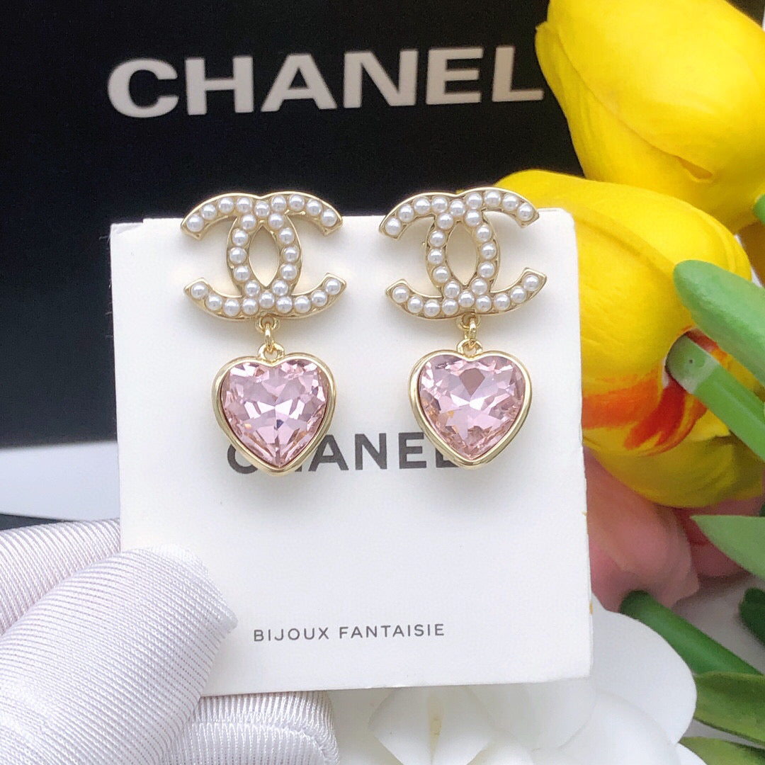pink heart Drop Earrings for women - alternate angle view 7