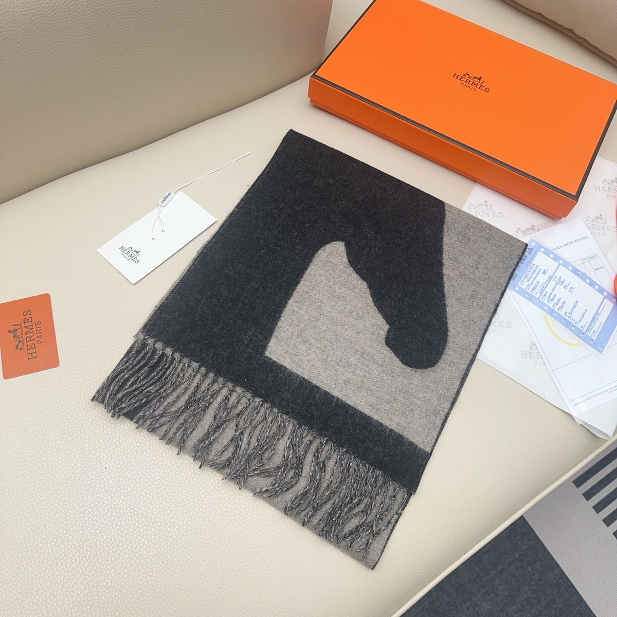 gray velvet minimalist Shawl for men - alternate angle view 2