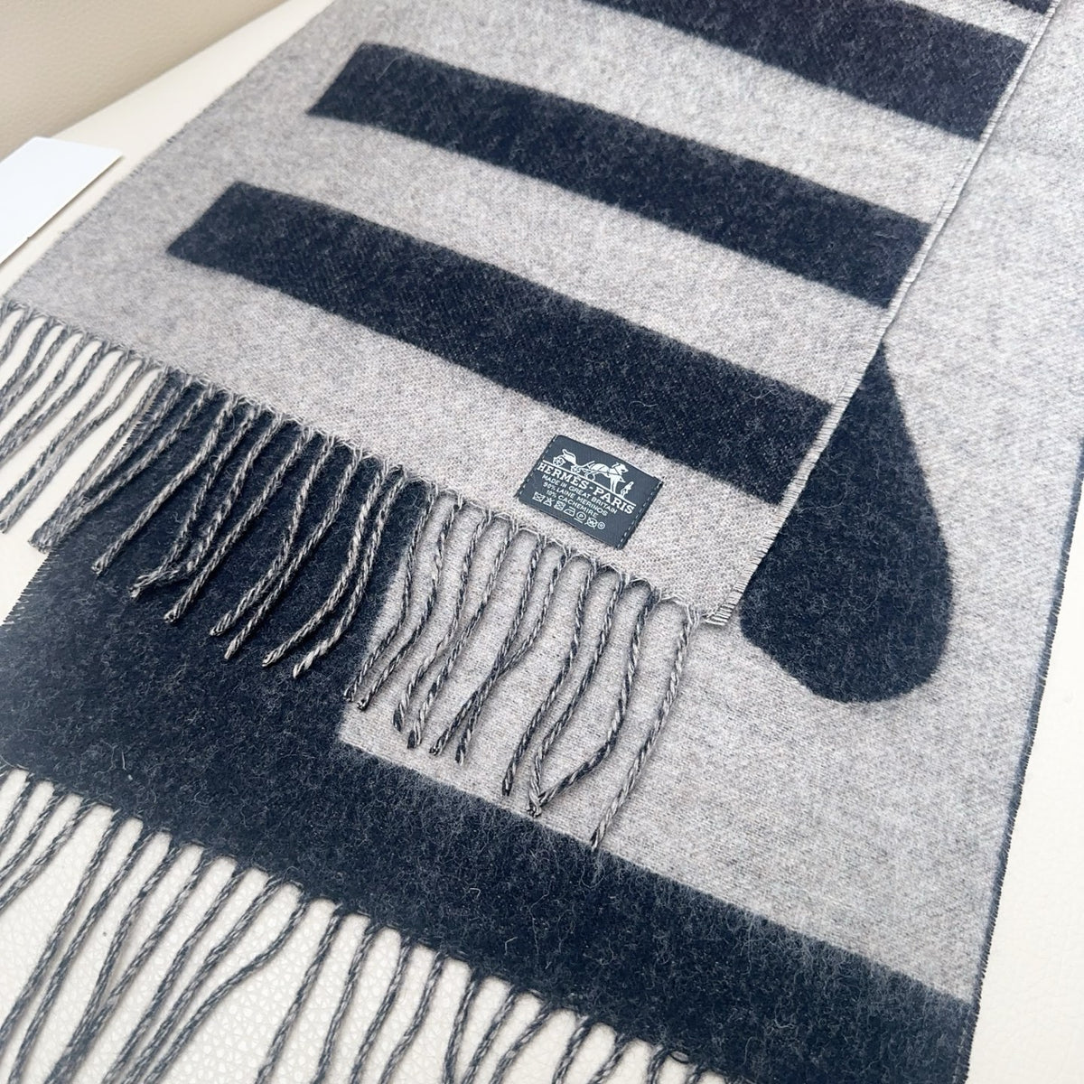 gray velvet minimalist Shawl for men - alternate angle view 7