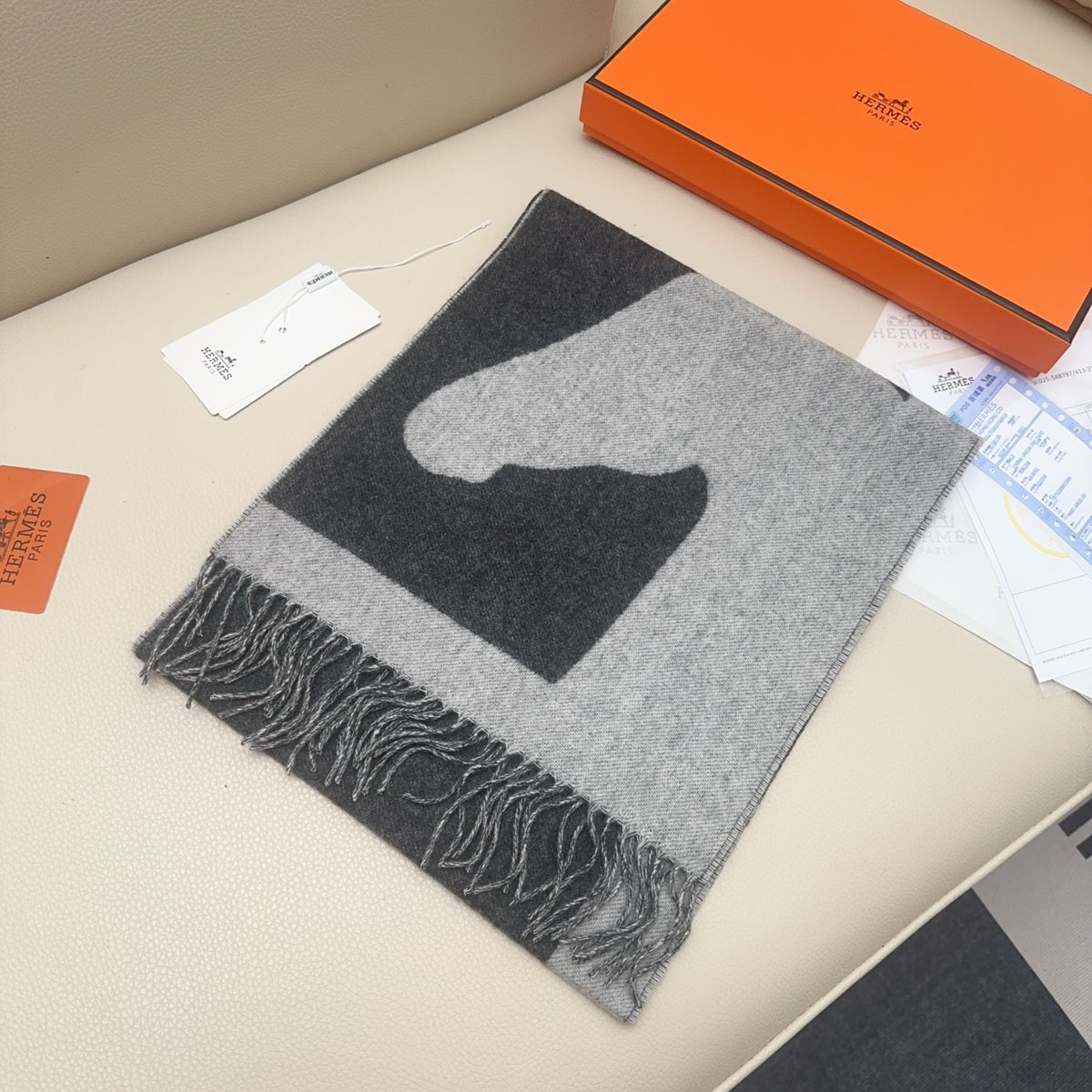 gray velvet minimalist Shawl for men - alternate angle view 2