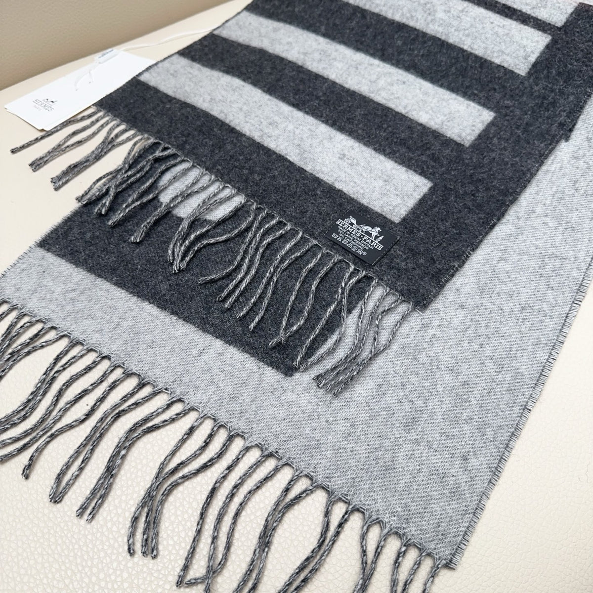 gray velvet minimalist Shawl for men - alternate angle view 7