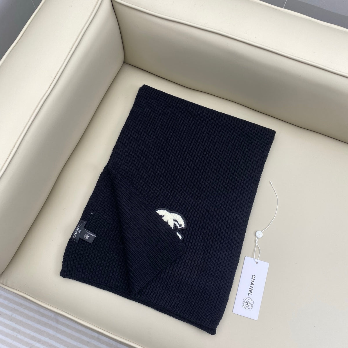velvet double c Scarf for women - alternate angle view 3
