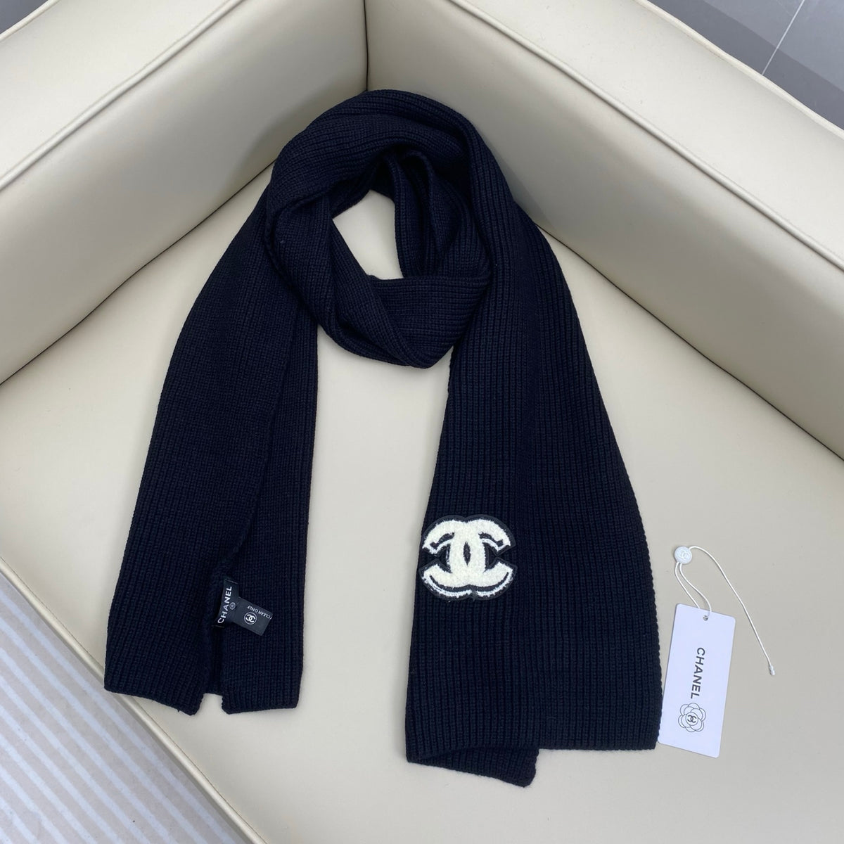 velvet double c Scarf for women - alternate angle view 9