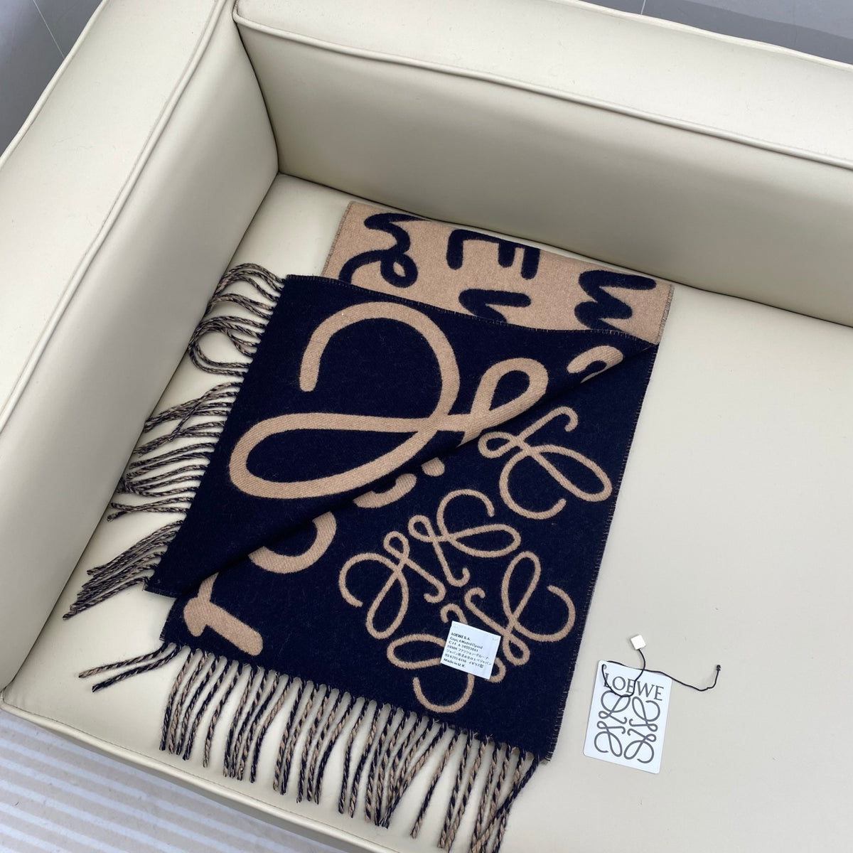 pink genuine leather letter Scarf for women - alternate angle view 3