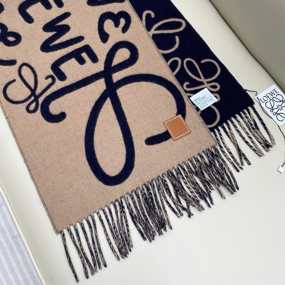 pink genuine leather letter Scarf for women - alternate angle view 8