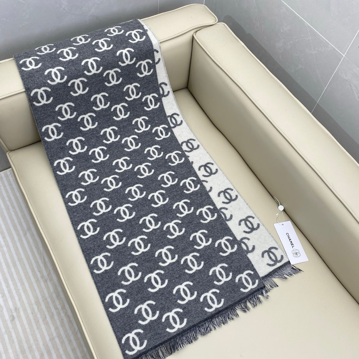 velvet double c Scarf for women - alternate angle view 6