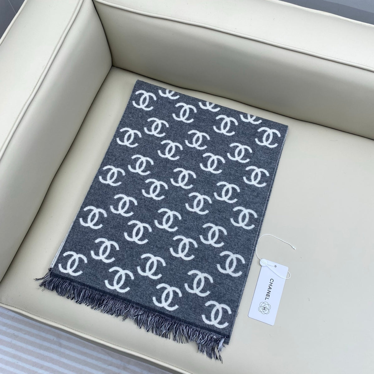 velvet double c Scarf for women - alternate angle view 2