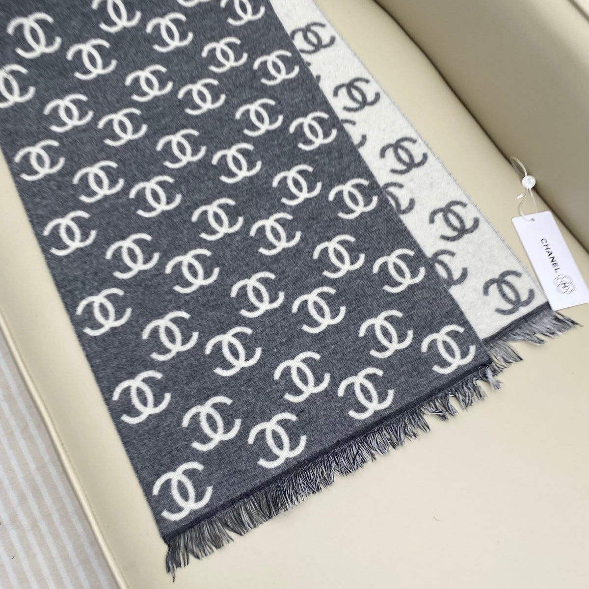 velvet double c Scarf for women - alternate angle view 7