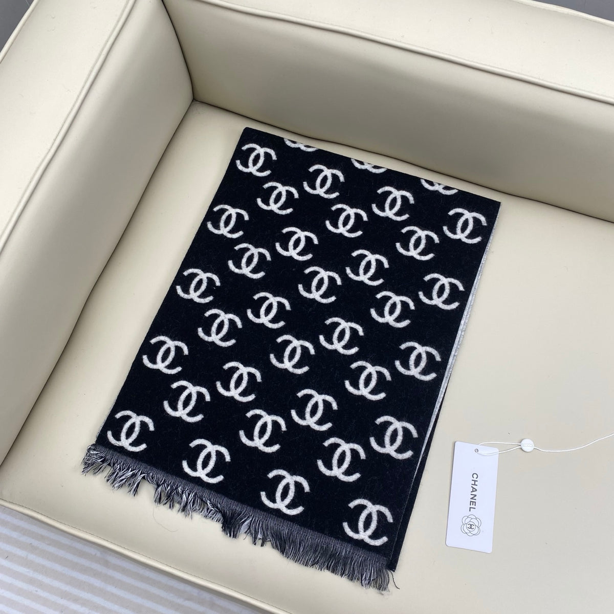 velvet double c Scarf for women - alternate angle view 2