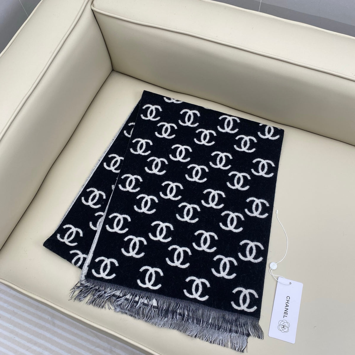 velvet double c Scarf for women - alternate angle view 4