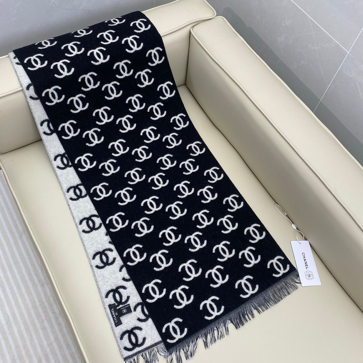 velvet double c Scarf for women - alternate angle view 5