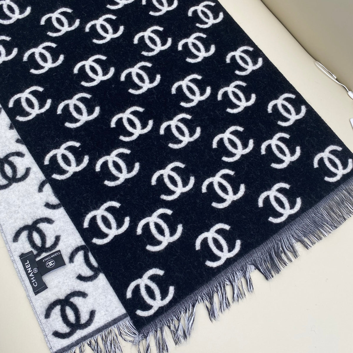 velvet double c Scarf for women - alternate angle view 6