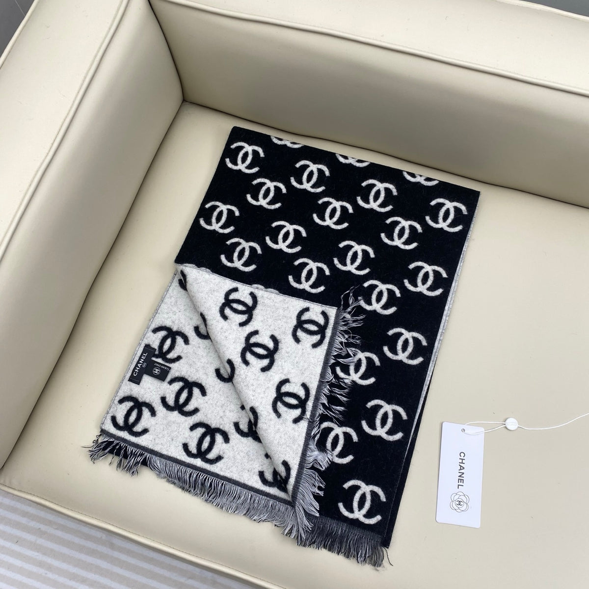 velvet double c Scarf for women - alternate angle view 3