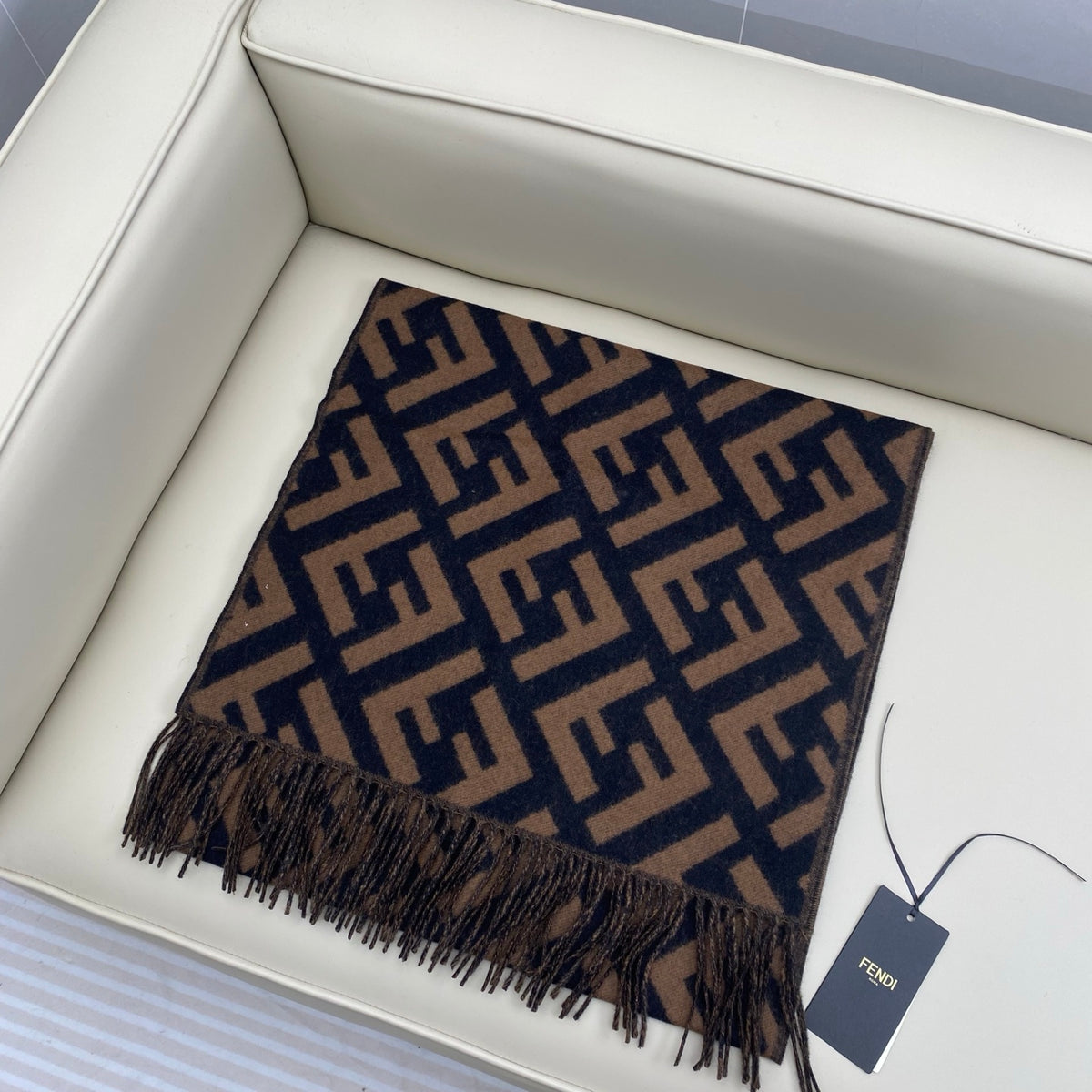 brown velvet floral Scarf for women - alternate angle view 3
