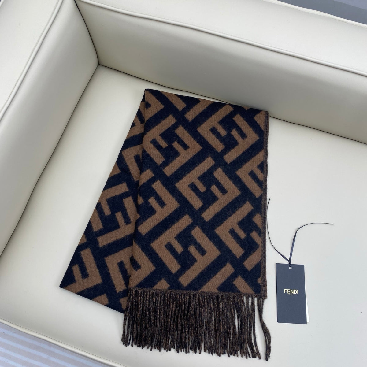 brown velvet floral Scarf for women - alternate angle view 2