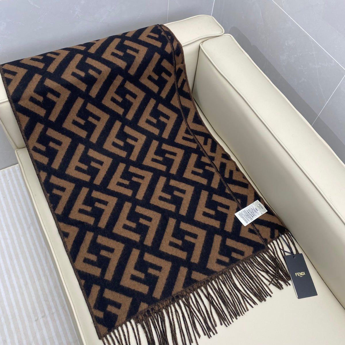 brown velvet floral Scarf for women - alternate angle view 6
