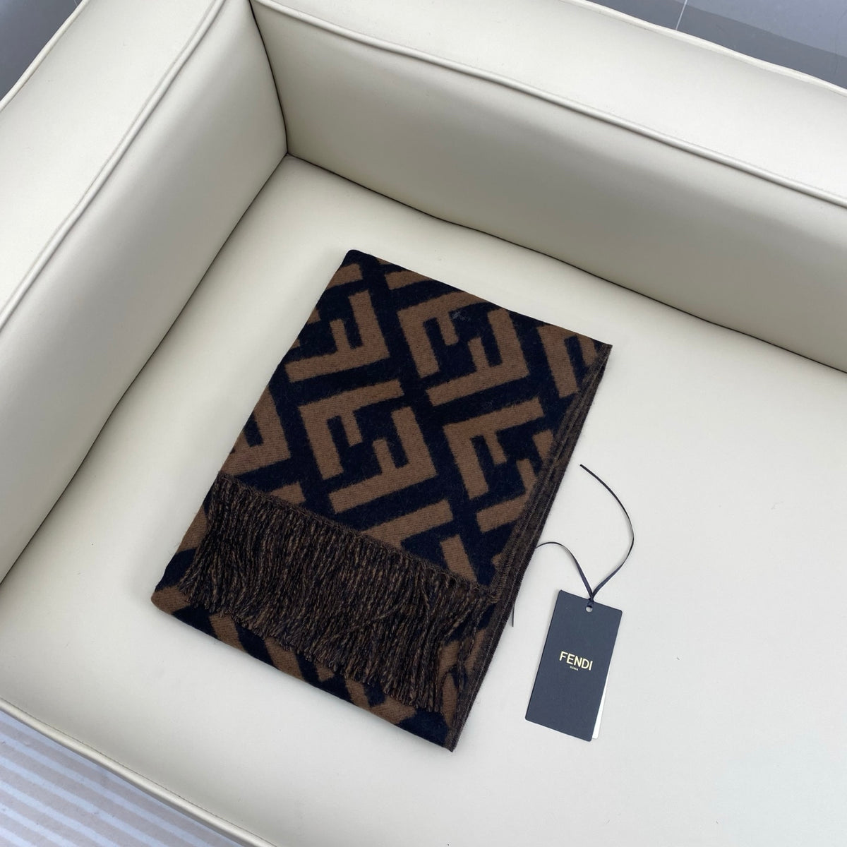 brown velvet floral Scarf for women - product detail view