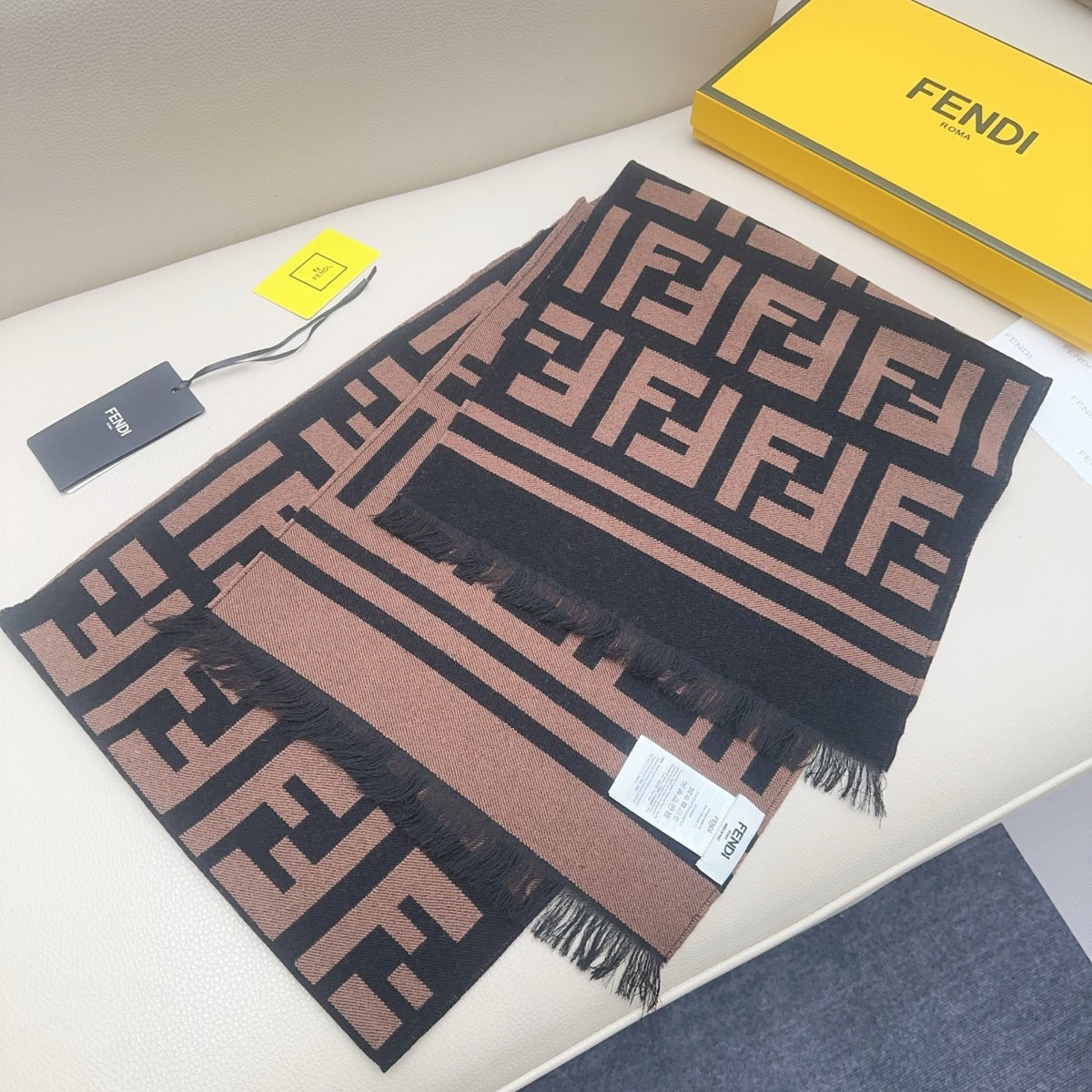 brown wool floral Scarf for men - alternate angle view 5