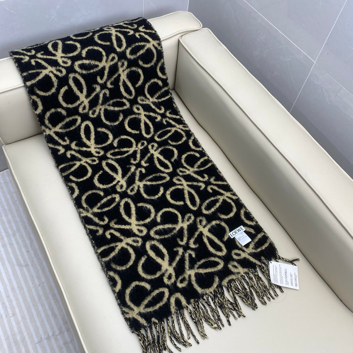 tan genuine leather tassel Scarf for women - alternate angle view 4