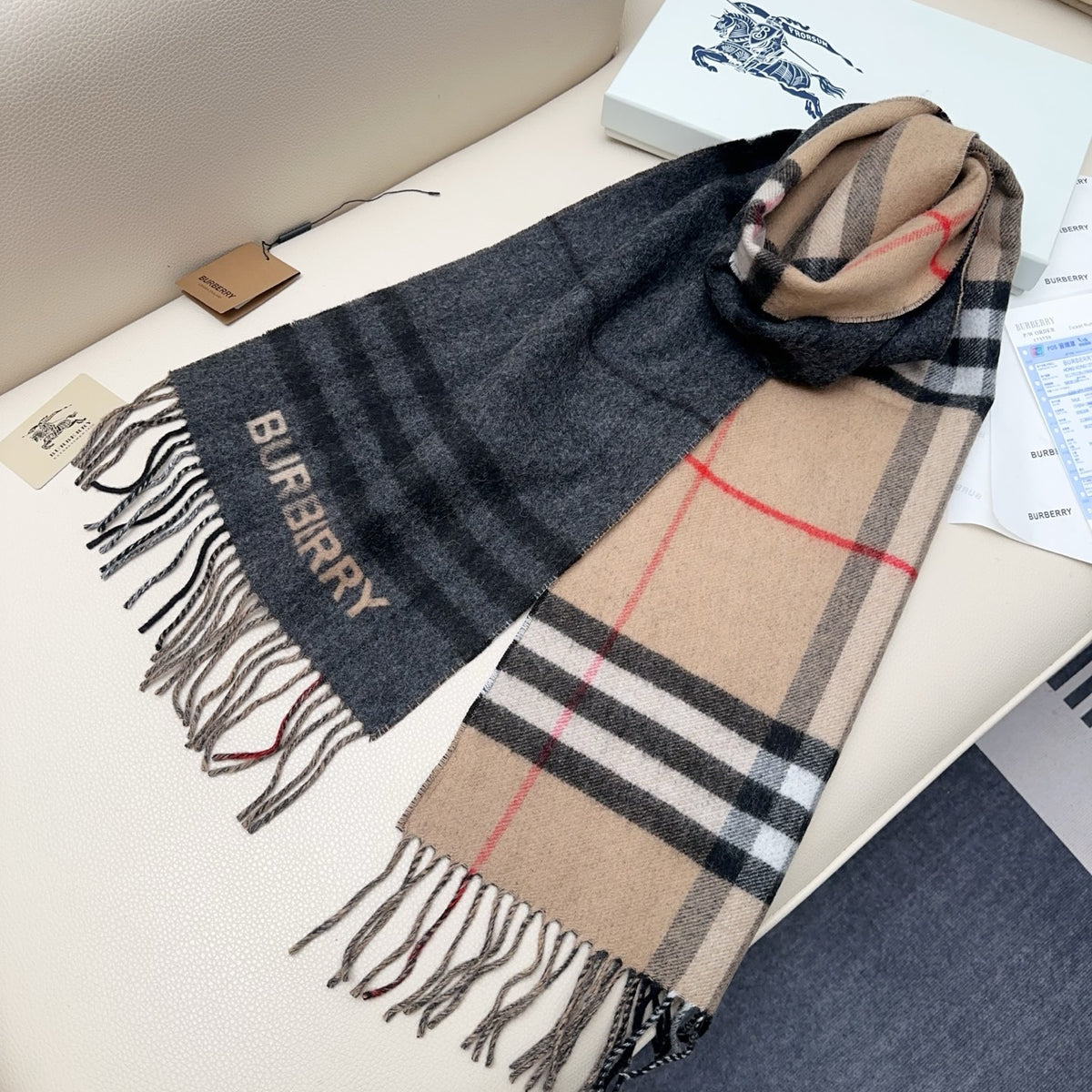 camel velvet versatile Scarf for men - alternate angle view 8