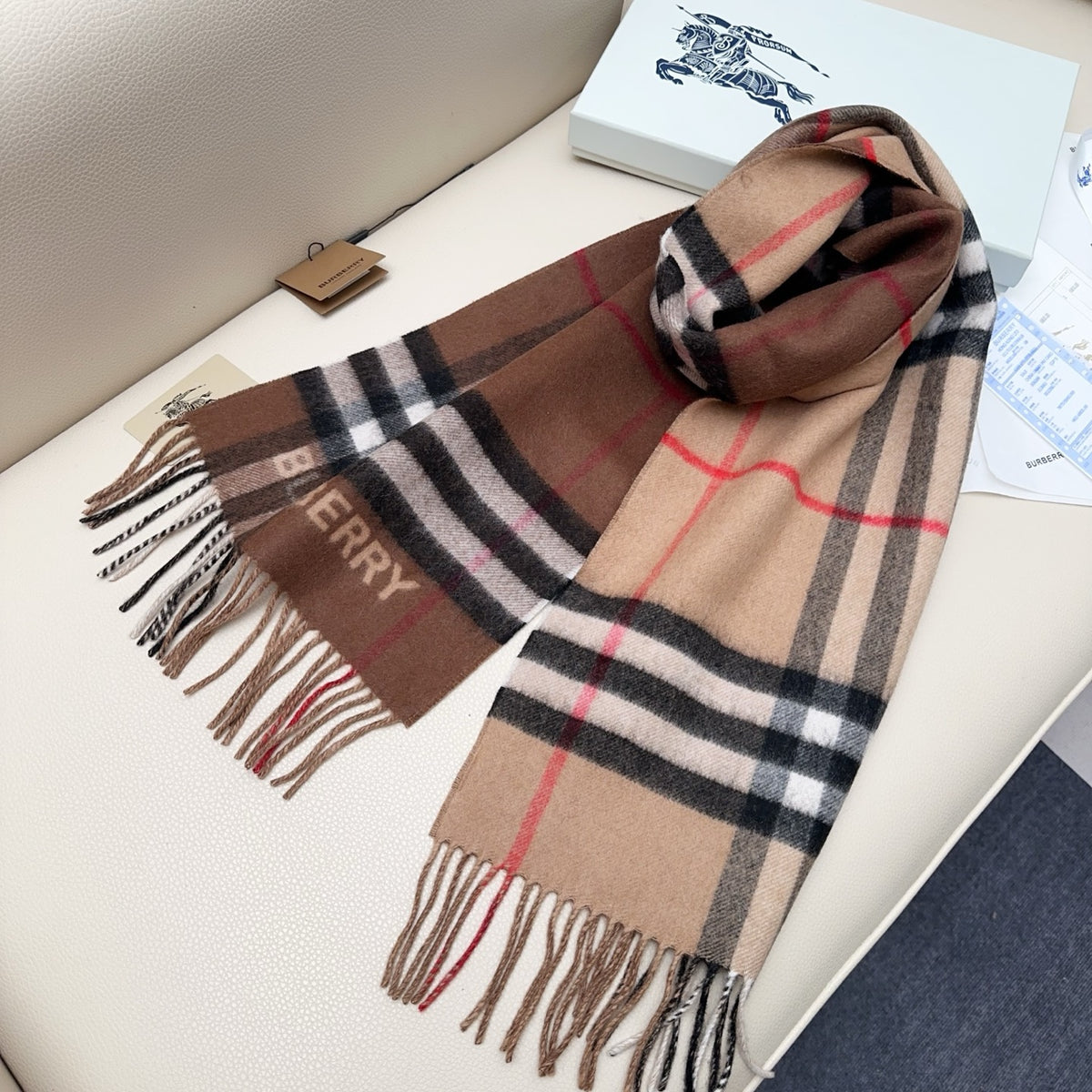 camel velvet versatile Scarf for men - alternate angle view 8
