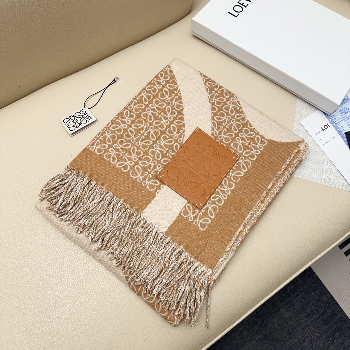 two-tone genuine leather floral Shawl for women - alternate angle view 3